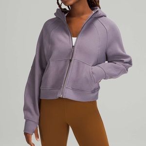 Lululemon XS/S Dusky Lavender Oversized Scuba hooded full zip jacket cropped